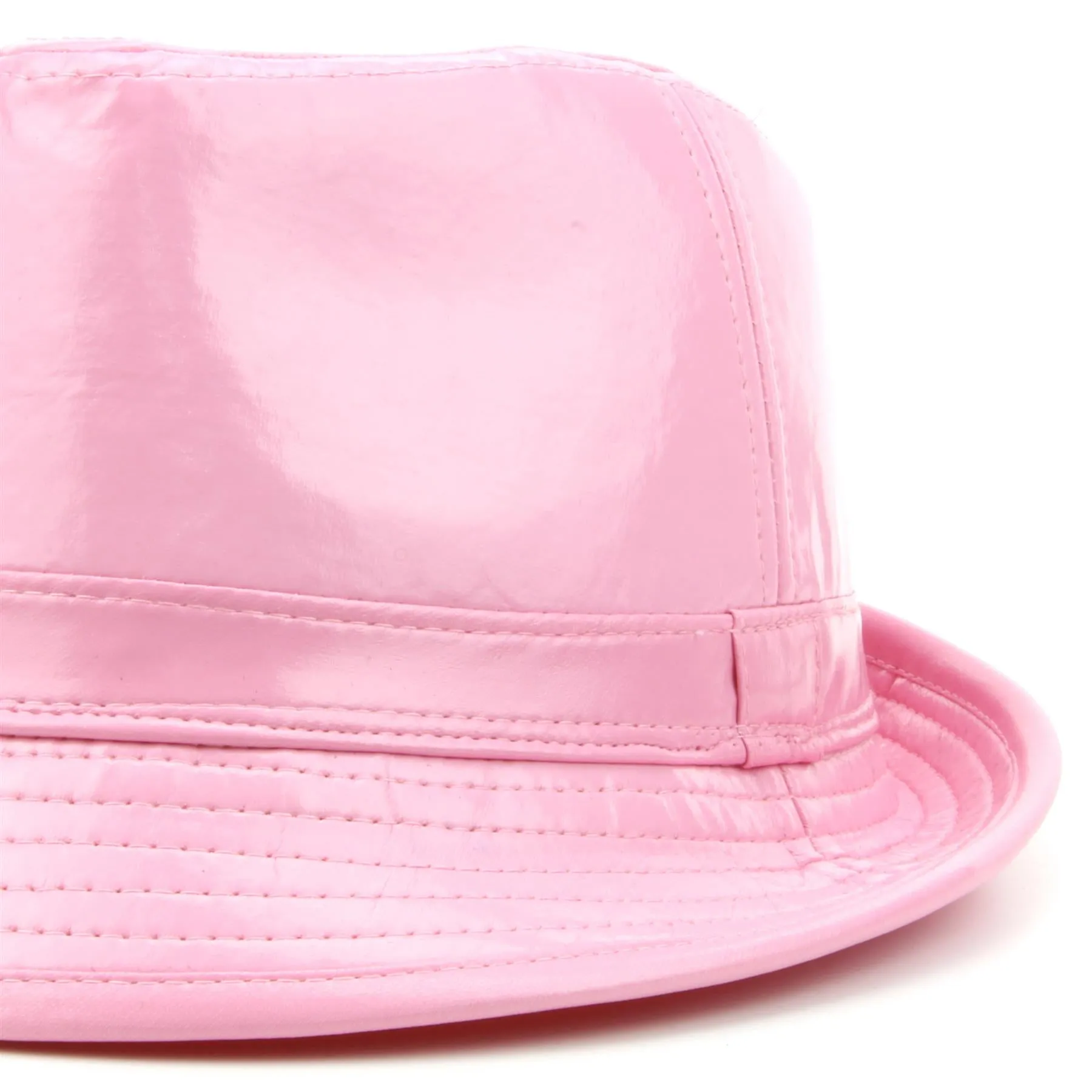 Shiny PU leather trilby hat - Pink