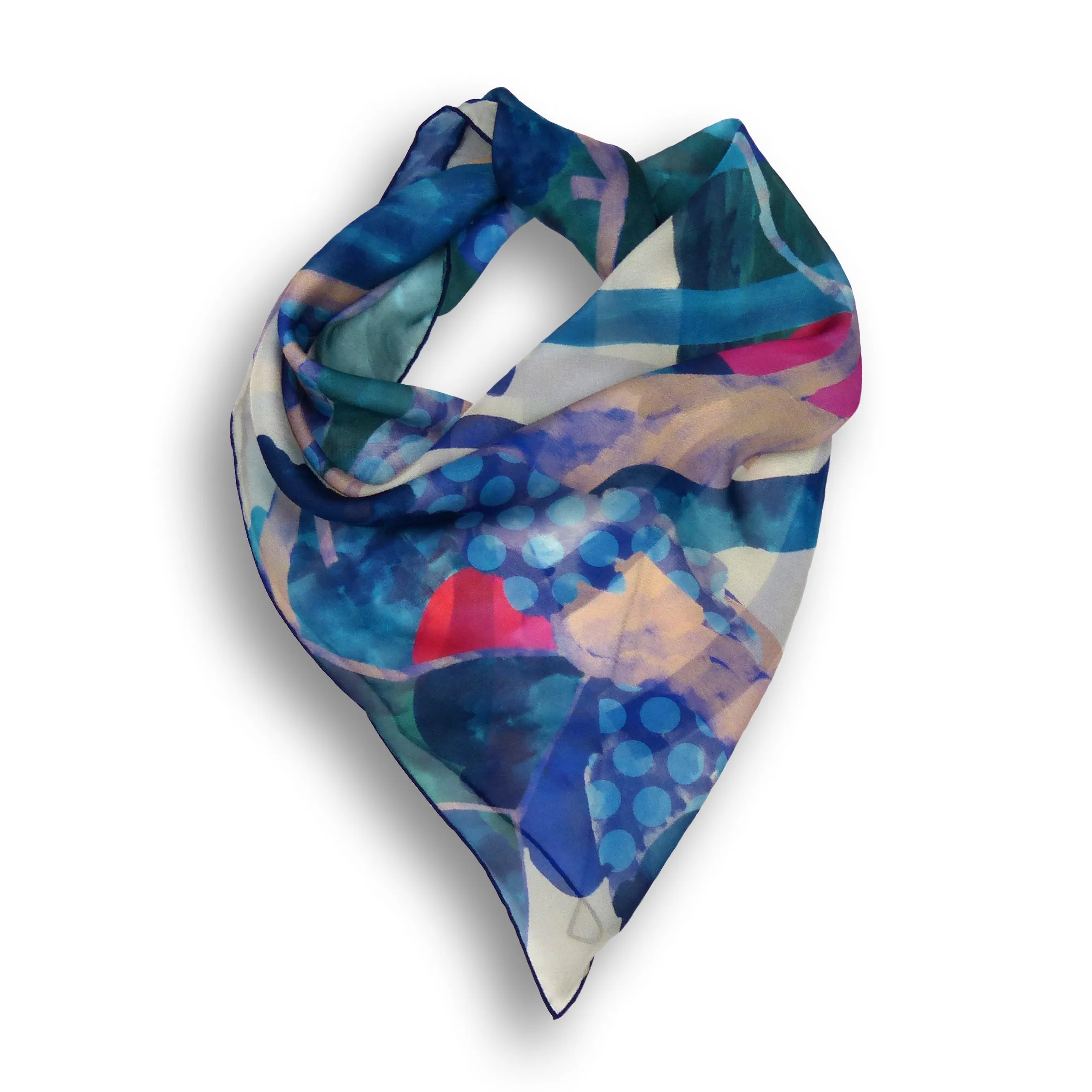 Silk Chiffon Scarf (65cm) - Forest Blue