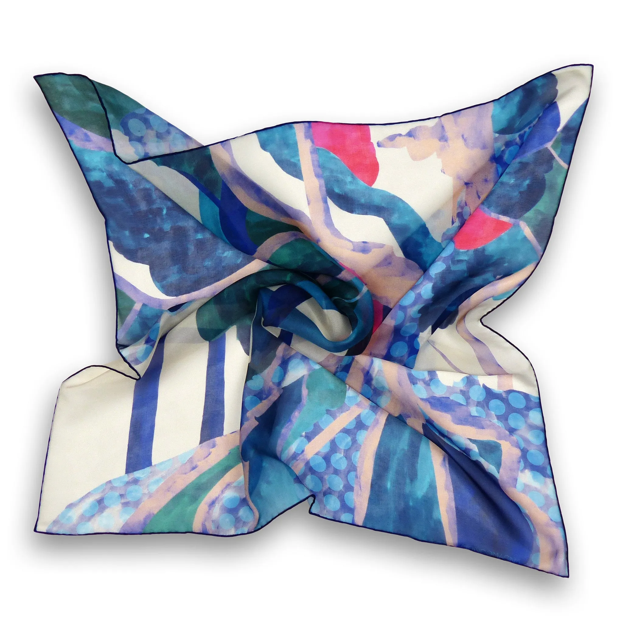 Silk Chiffon Scarf (65cm) - Forest Blue