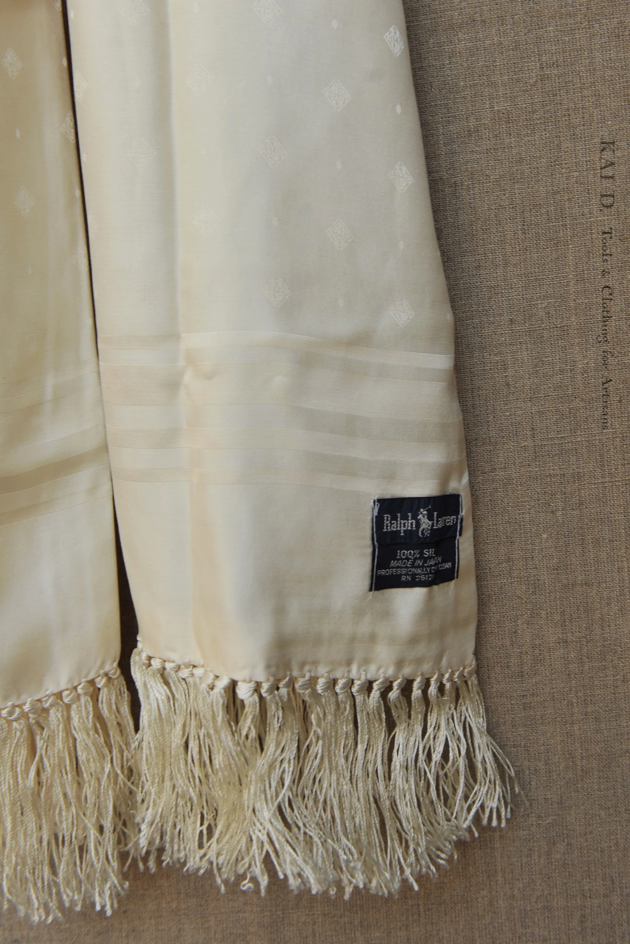 Silk Fringe Scarf - Ivory (Vintage Item)