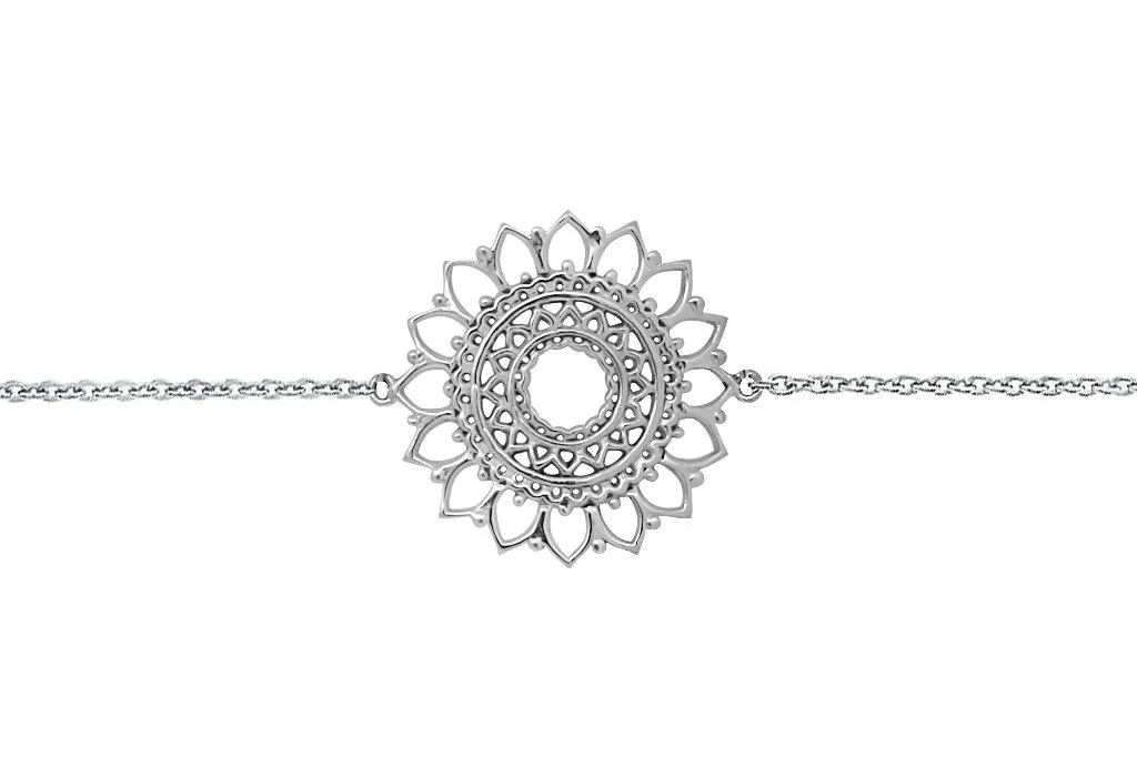 Silver Sun Mandala Bracelet