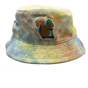 Squirrel on a Bird Bucket Hat - Sunburst Tie Dye