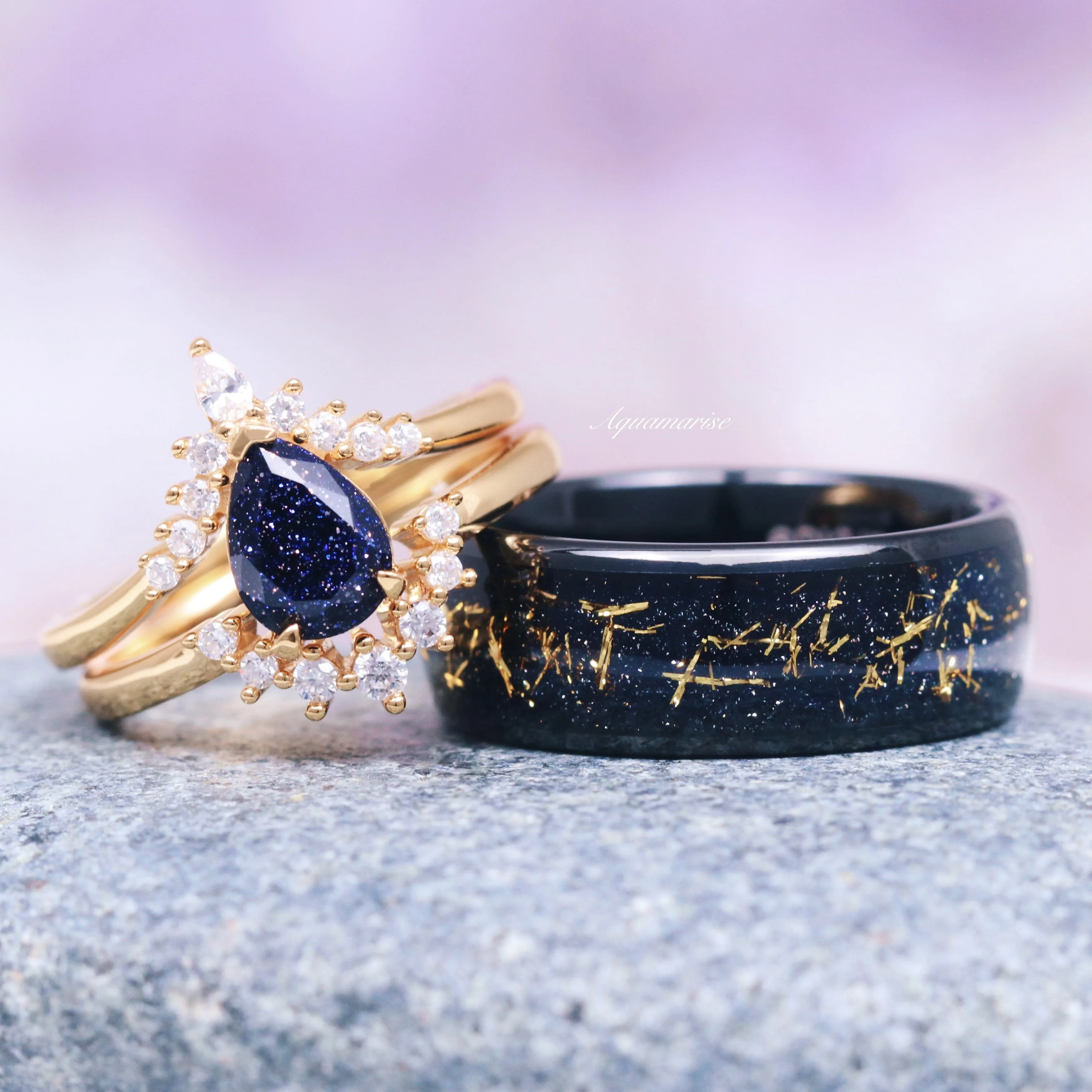 Starry Night Couples Ring Set