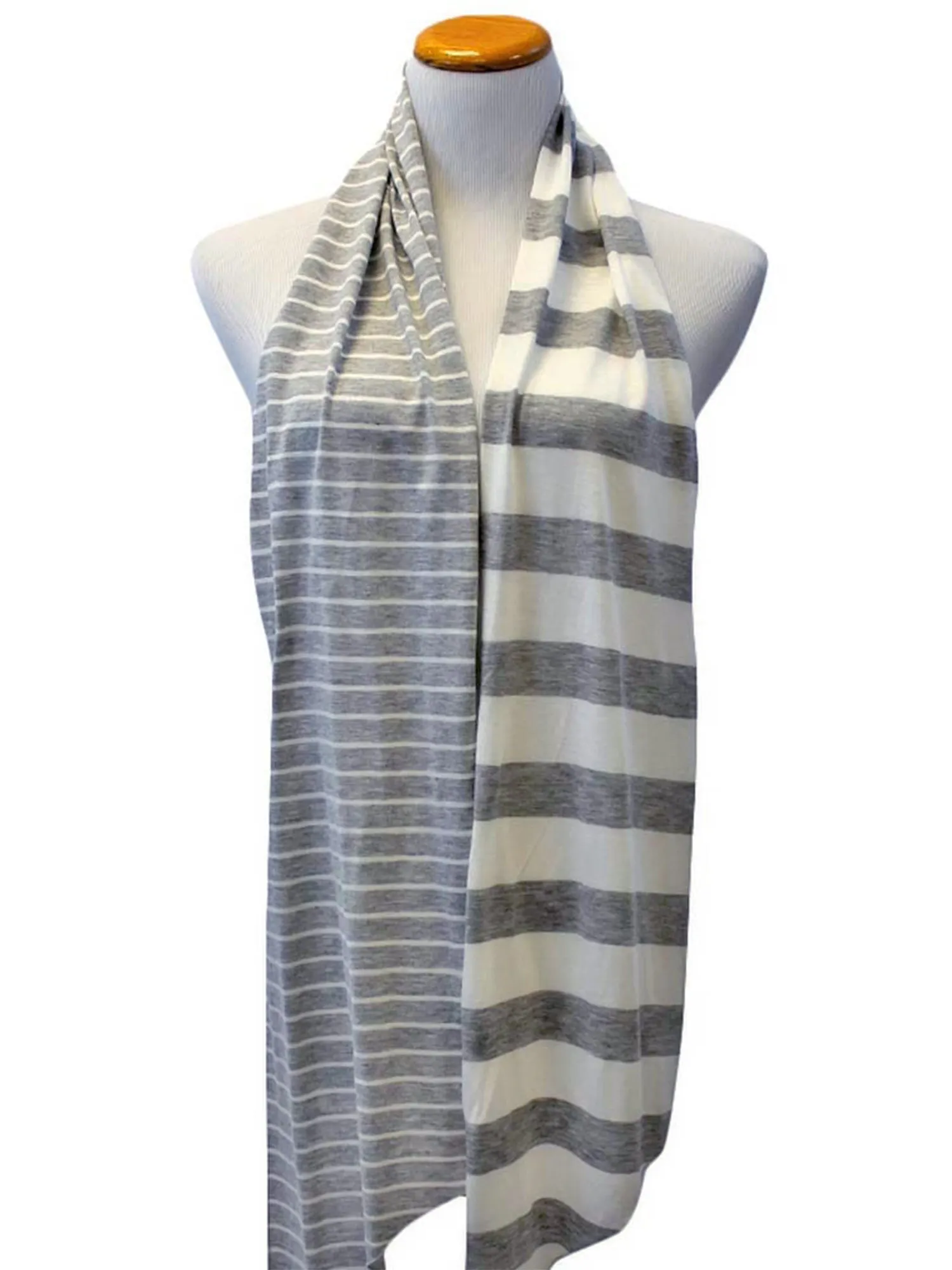 Stripe Asymmetrical Cut Neck Scarf