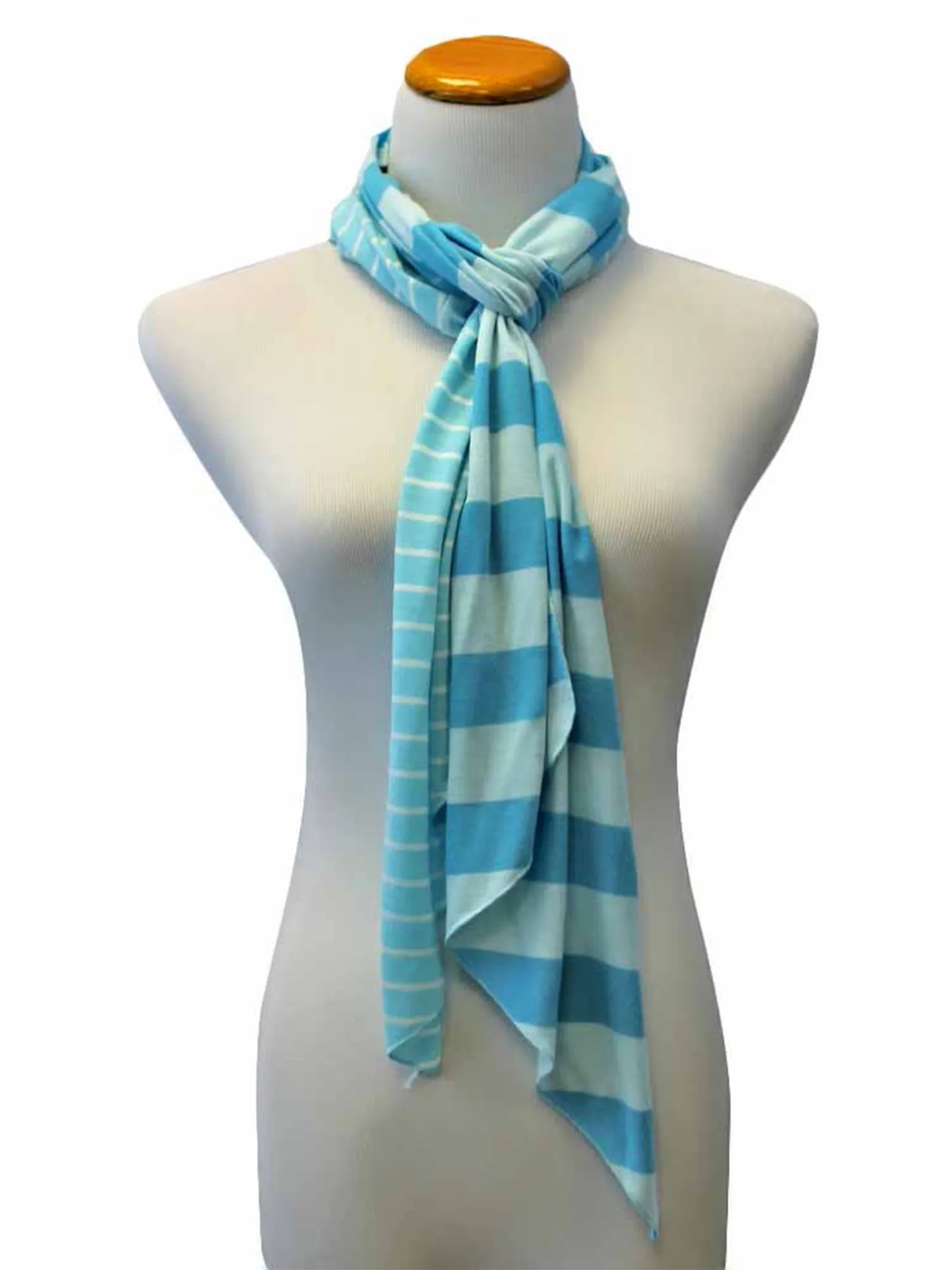 Stripe Asymmetrical Cut Neck Scarf