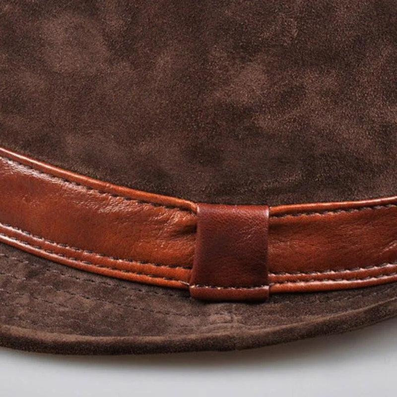 Suede Leather Trilby Hat