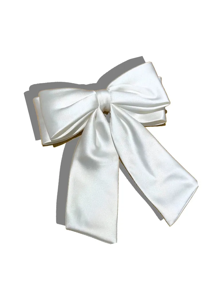 The Perfect Long Satin Hair Bow Barrette