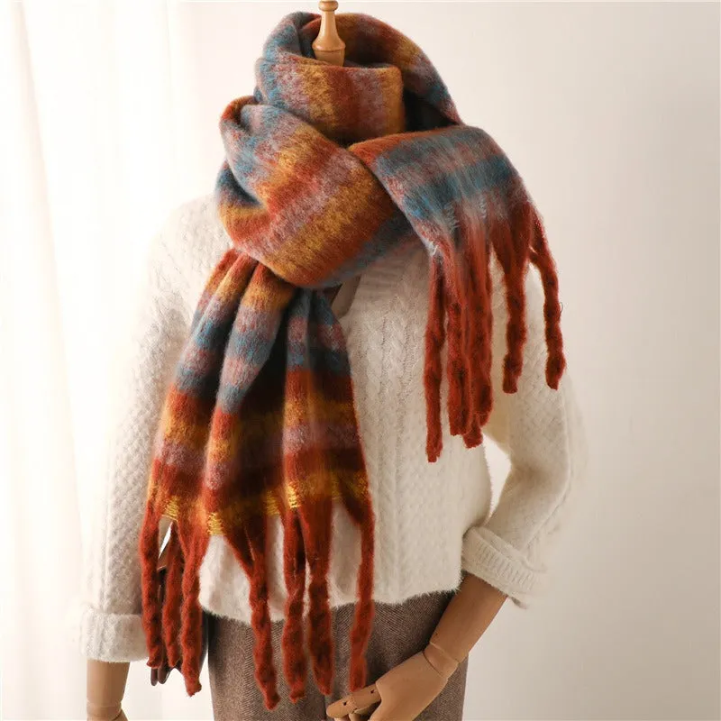 Thick beard striped scarf imitation cashmere winter new warm long tassel