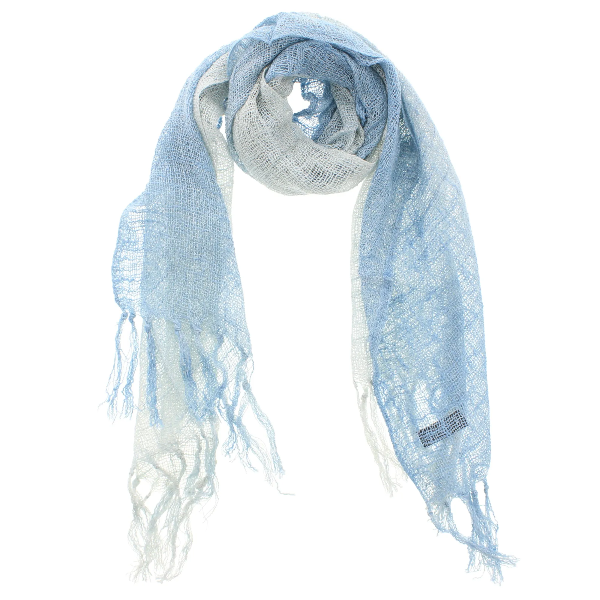 Two Tone Colour Slim Lightweight Scarf with Tassels