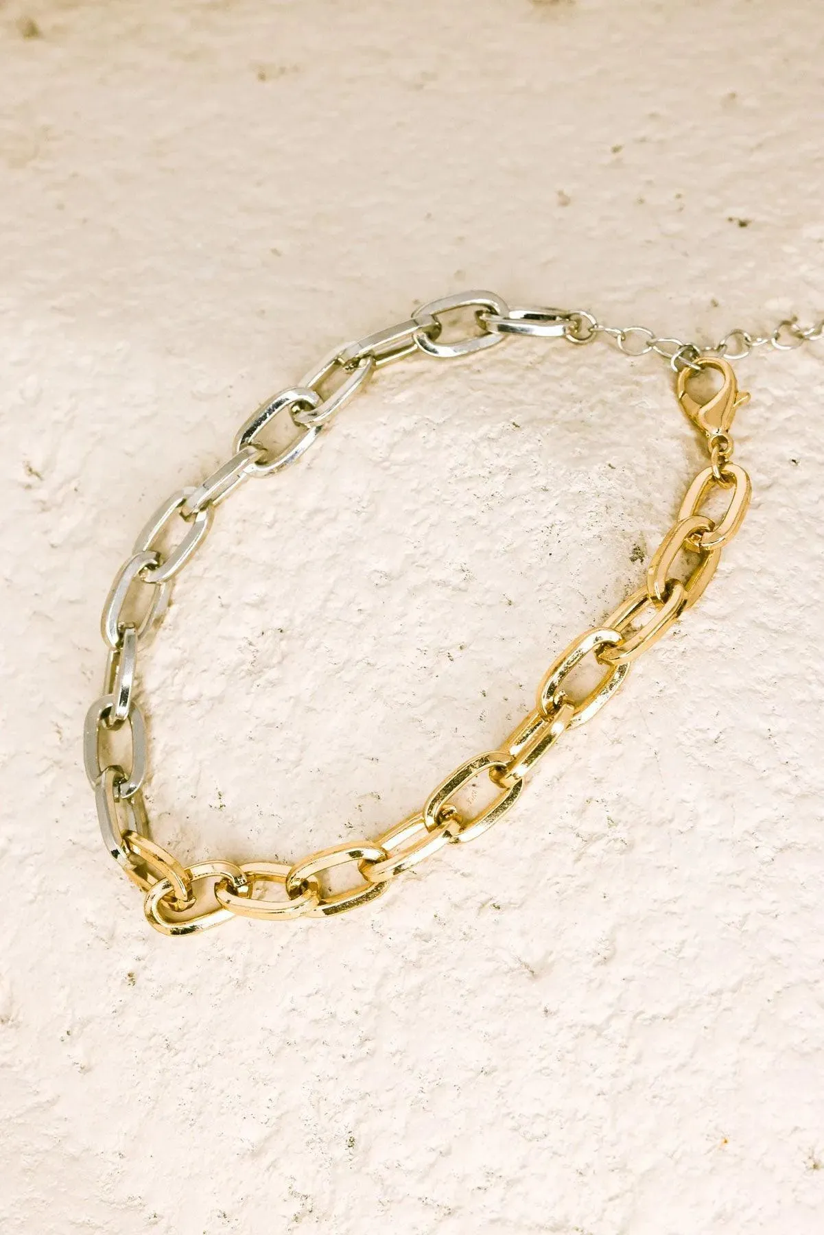 Two Tone Gold & Silver Cable Chain Link Anklet