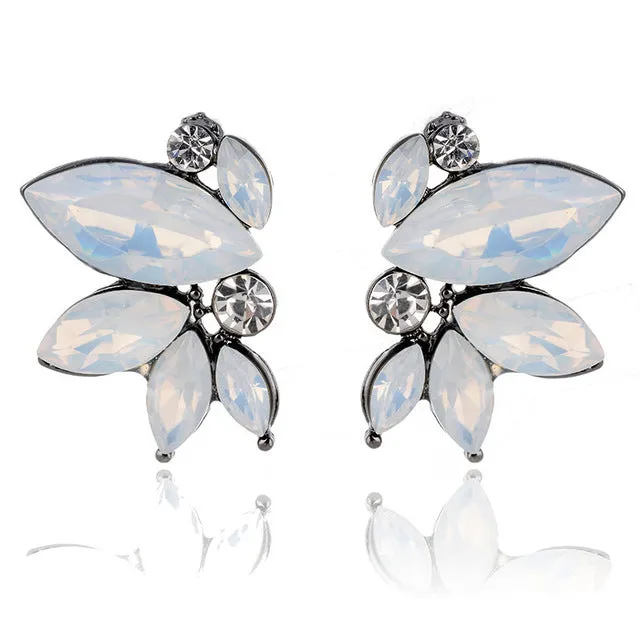 Unique Symmetrical Acrylic Opal Stone Stud Earrings for Woman Personality Statement Fashion Jewelry Christmas Gift for Girls