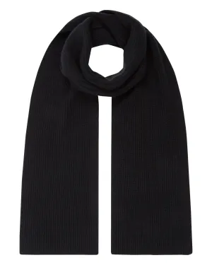 Unisex Ribbed Cashmere Scarf Black