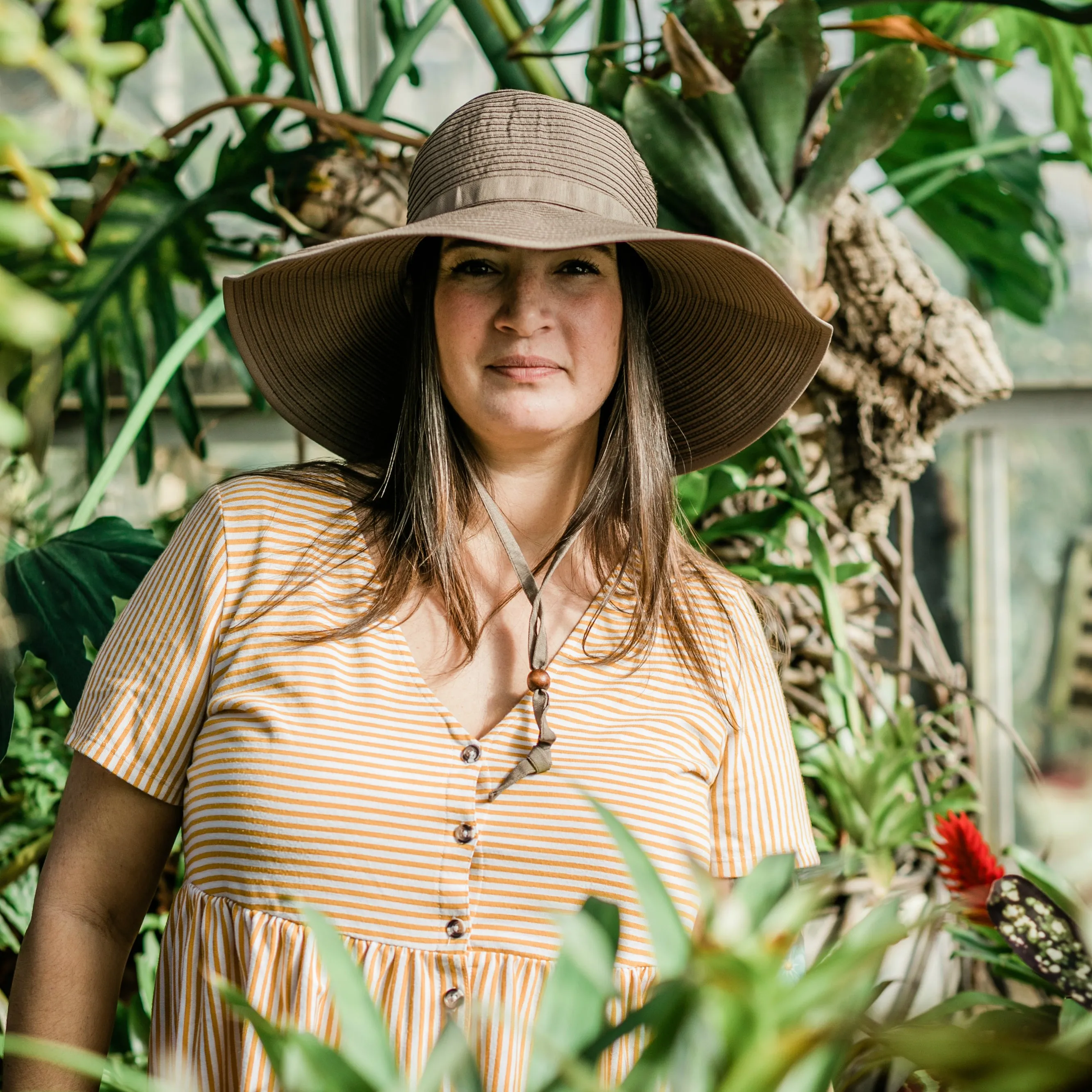 Women's Wide Brim Sun Hat - Brown