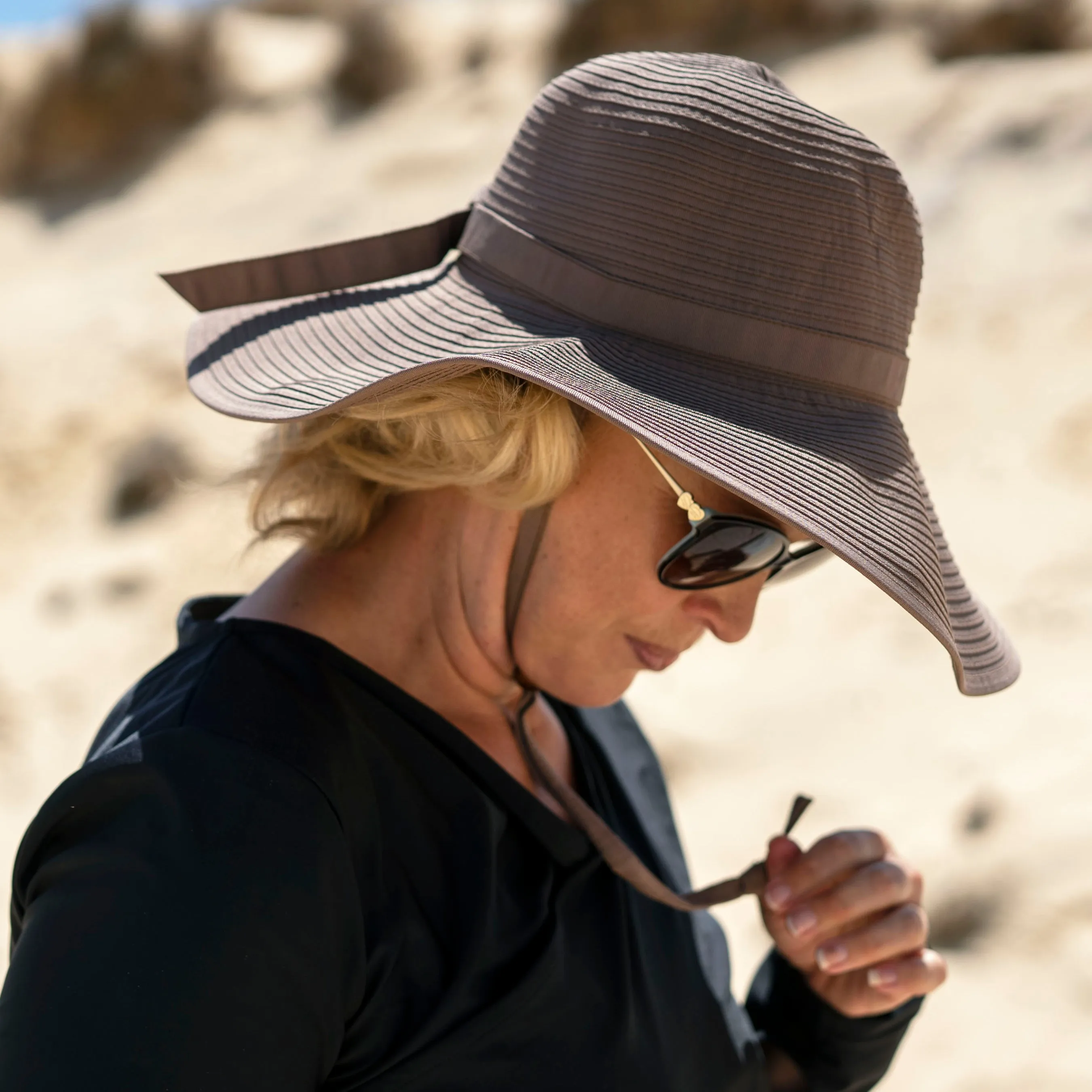 Women's Wide Brim Sun Hat - Brown