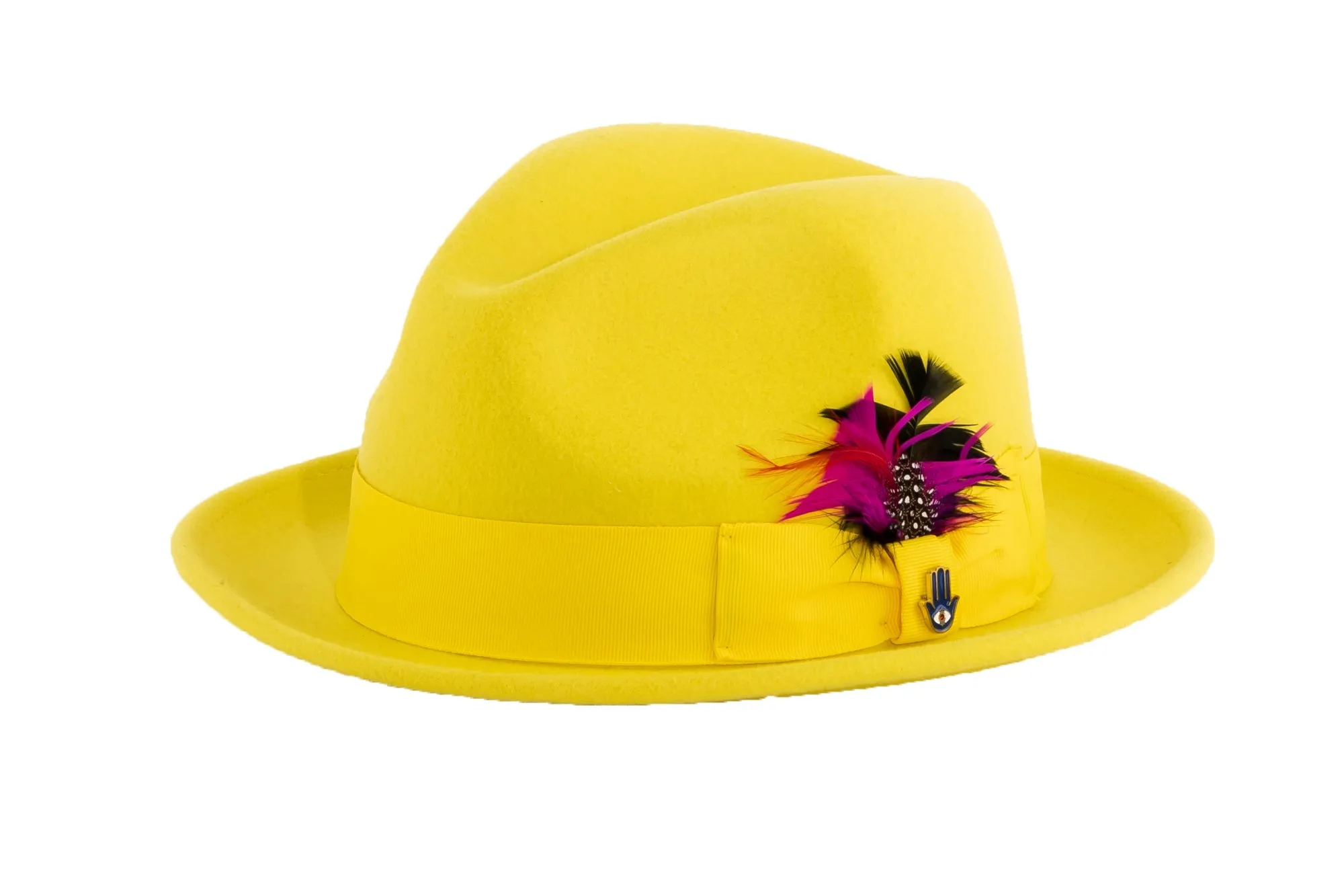 Yellow Brooks Trilby 100% Australian Wool Felt Crushable Hat